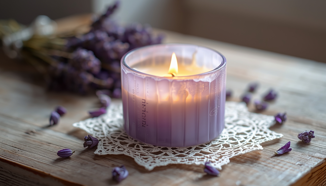 Lavendel duftlys i glaskrukke fra Queblornphroxxen